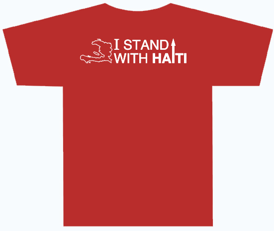 I Stand With Haiti red T-shirt